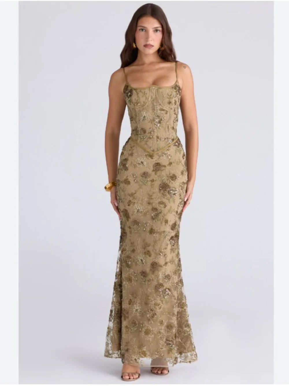 House of CB Naima Dress - Olive Bronze NWT - Picture 2 of 7